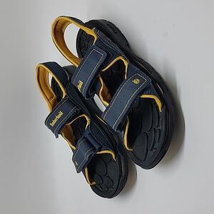 Timberland Blue & Yellow Faux Leather Sandals Kids 5